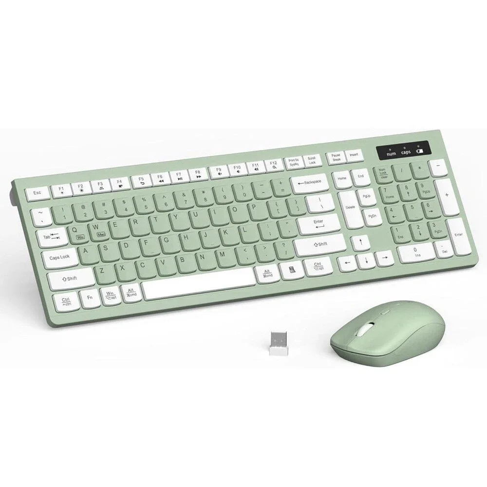 Wireless Keyboard and Mouse Combo, 2.4GHz USB Receiver, Silent Keyboard